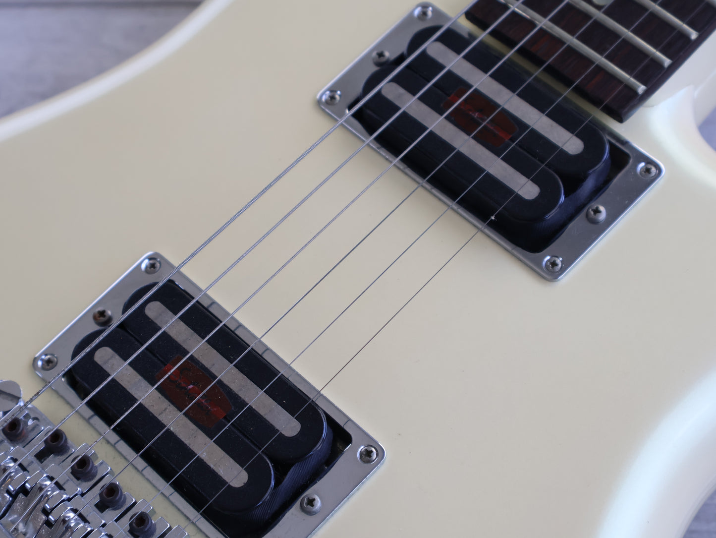 1985 Rockoon/Schaller Japan (by Kawai) RG Series "Thumb" Guitar (Pearl White)