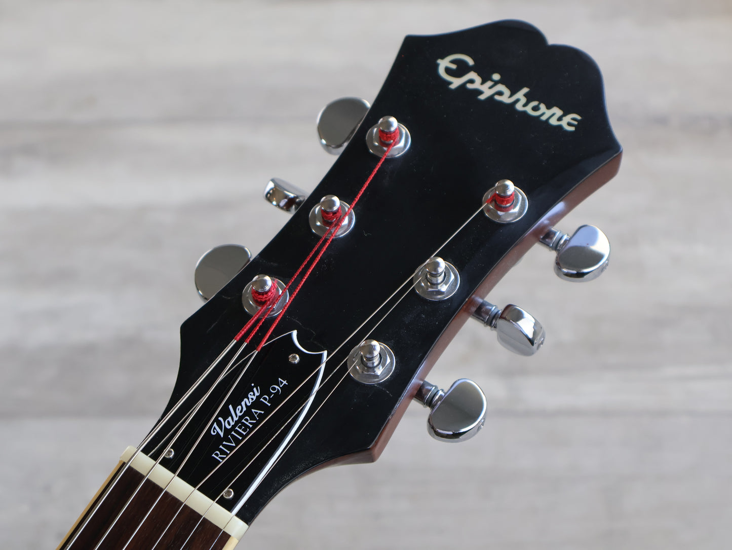 2006 Epiphone Japan Elitist Nick Valensi Model Riviera w/Gibson P-94's (Antique Natural)