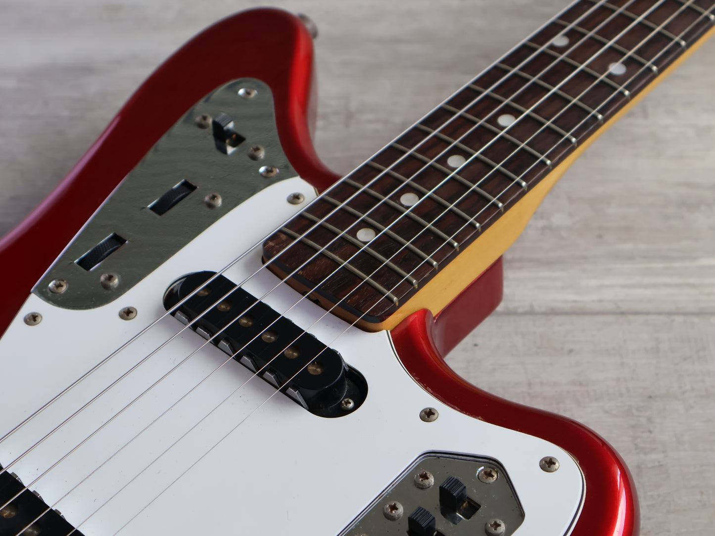 1999 Fender Japan JG66-85 '66 Reissue Jaguar (Candy Apple Red w/Matching Headstock)