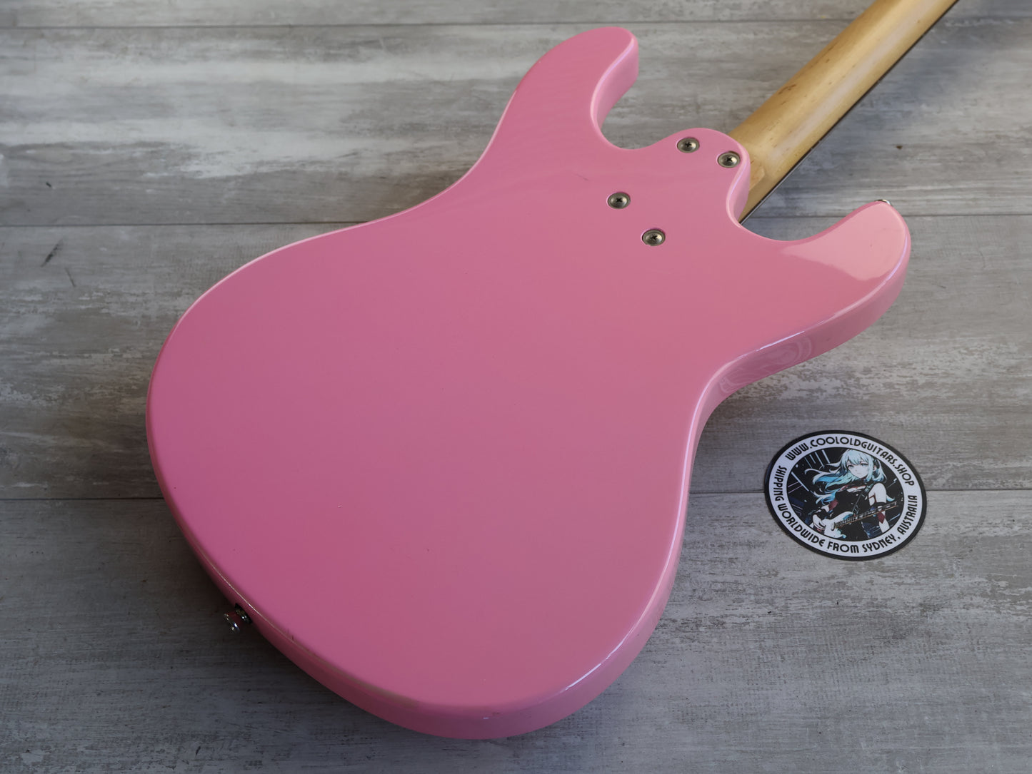 Aria Diamond Mosrite Style DMB380 Bass Guitar (Pink)