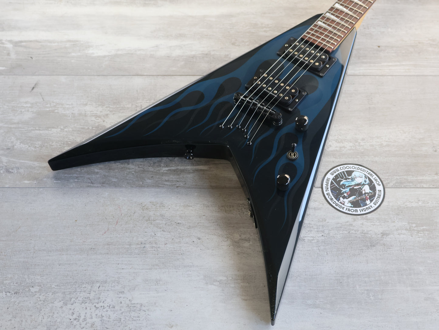 2004 Jackson Japan KVX10 Limited Edition King V Flying V (Blue Ghost Flames)