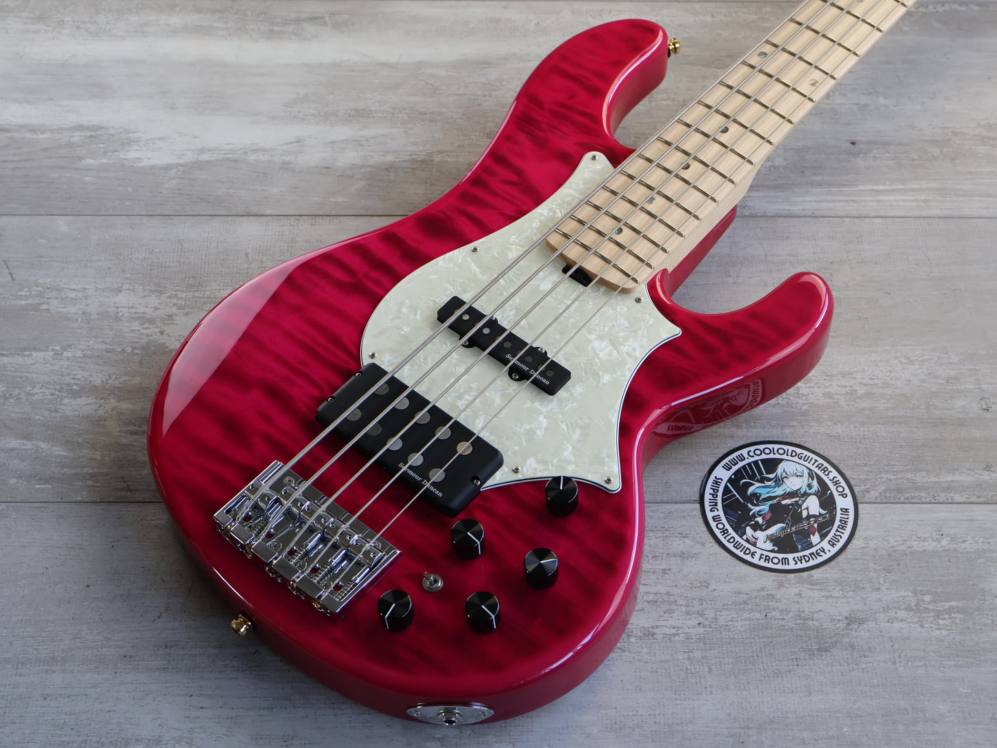 Edwards Japan E-Bardic STPI 5-String Bass - Tetsuya Signature Model (Transparent Pink)