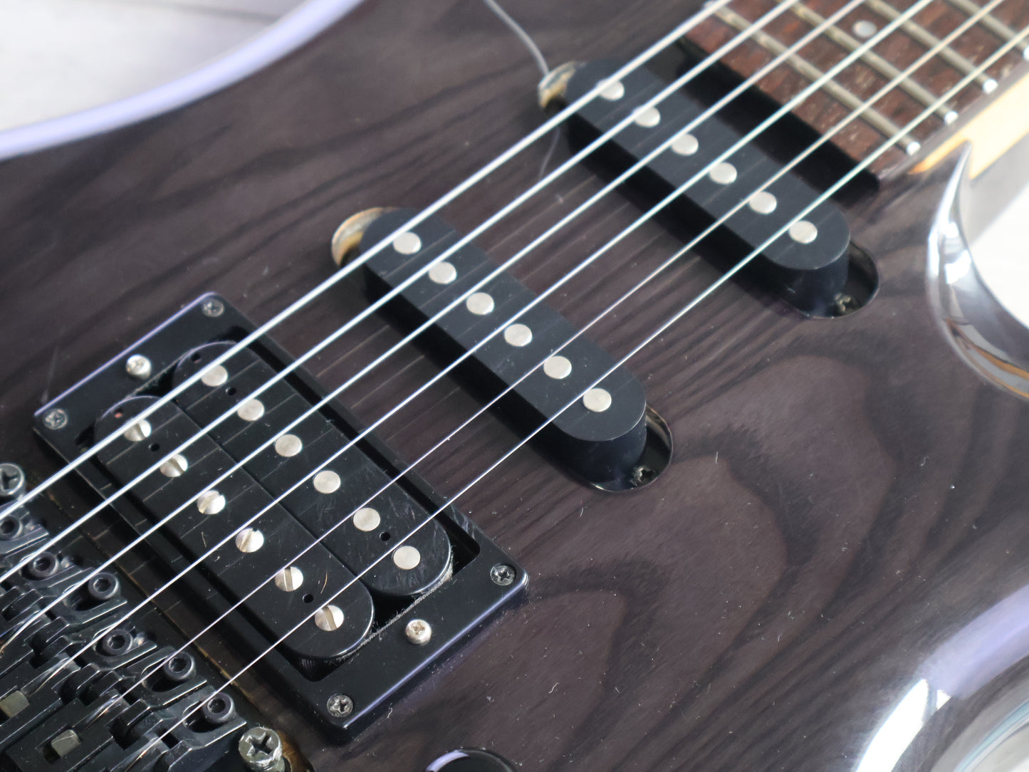 1989 Aria Pro II "The Warrior USA" HSS Superstrat (Transparent Black)