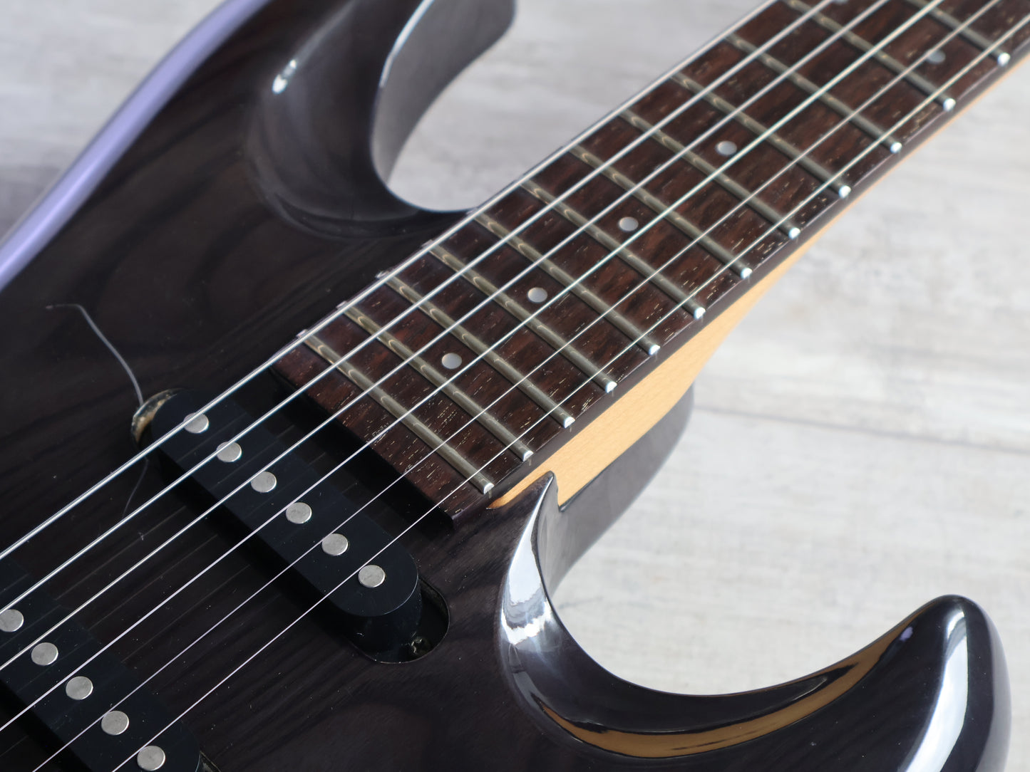 1989 Aria Pro II "The Warrior USA" HSS Superstrat (Transparent Black)