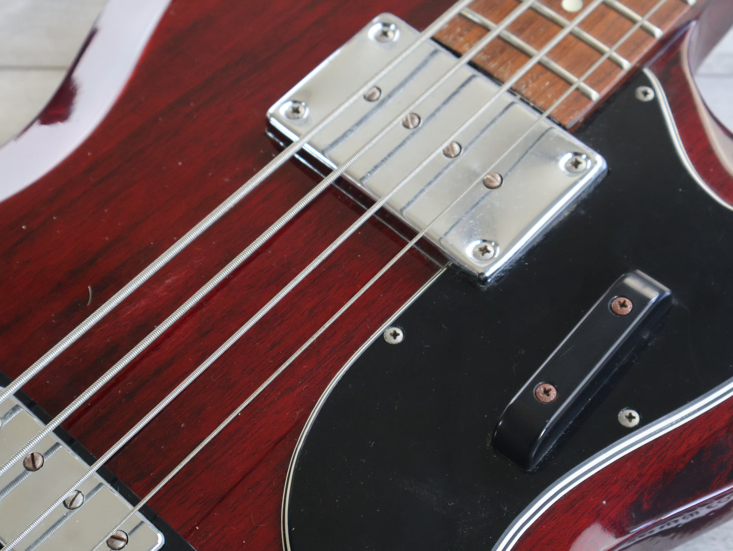 1991 Orville Japan (by Gibson) EB-3 SG Double Cutaway Bass (Heritage Cherry)