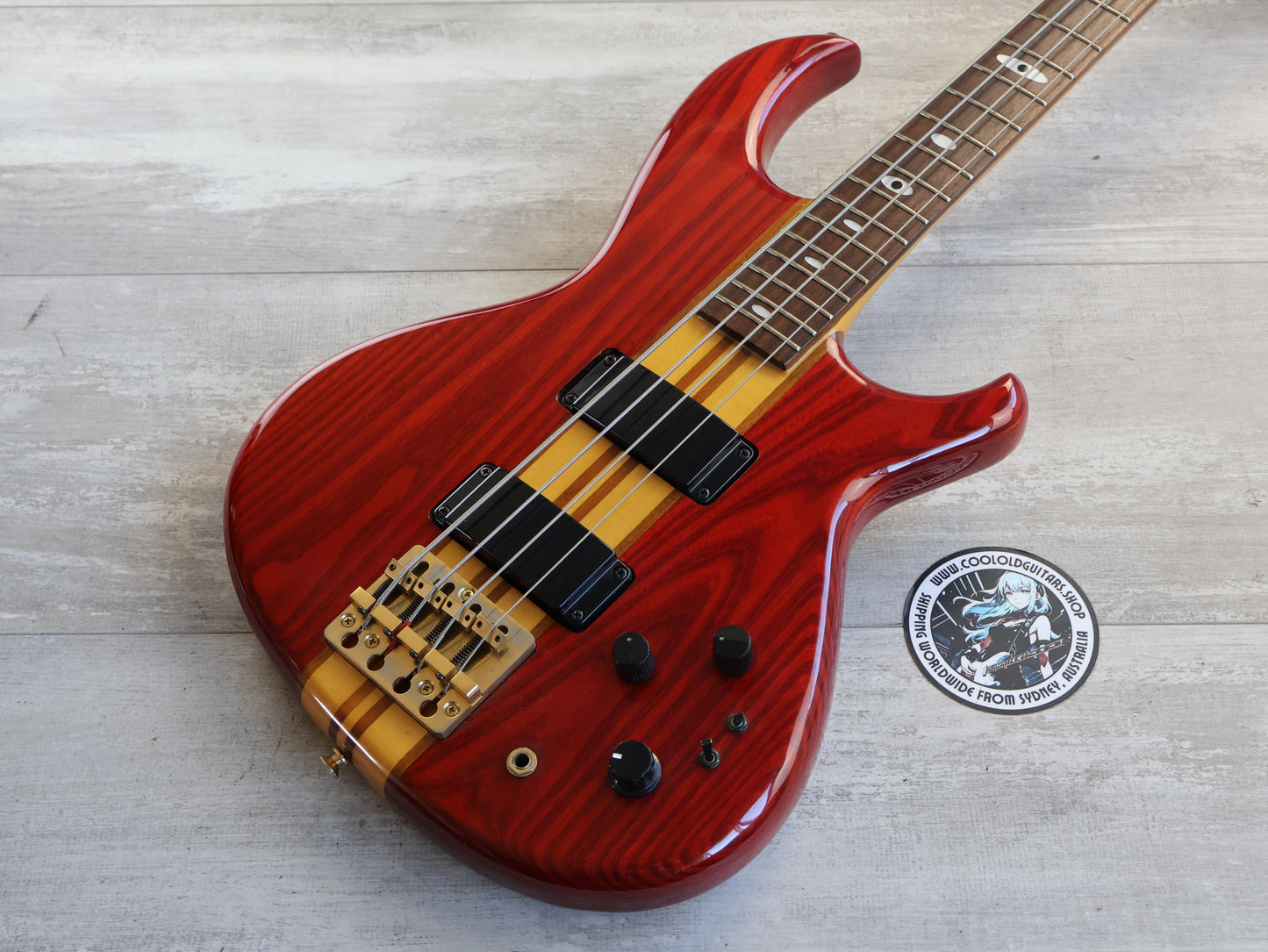 1989 Aria Pro II Japan SB-ELT Elite Series Neckthrough Bass (See Through Red)