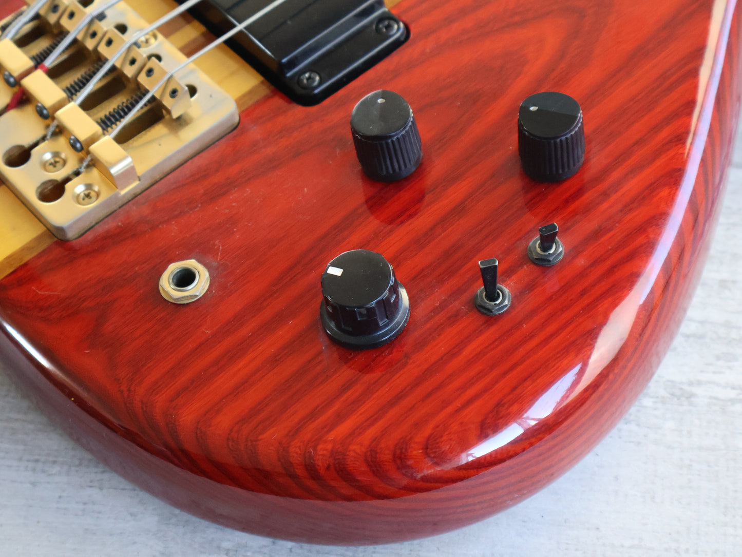 1989 Aria Pro II Japan SB-ELT Elite Series Neckthrough Bass (See Through Red)