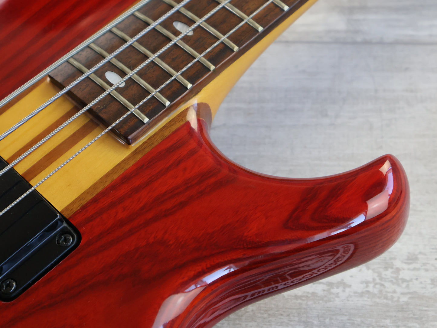 1989 Aria Pro II Japan SB-ELT Elite Series Neckthrough Bass (See Through Red)