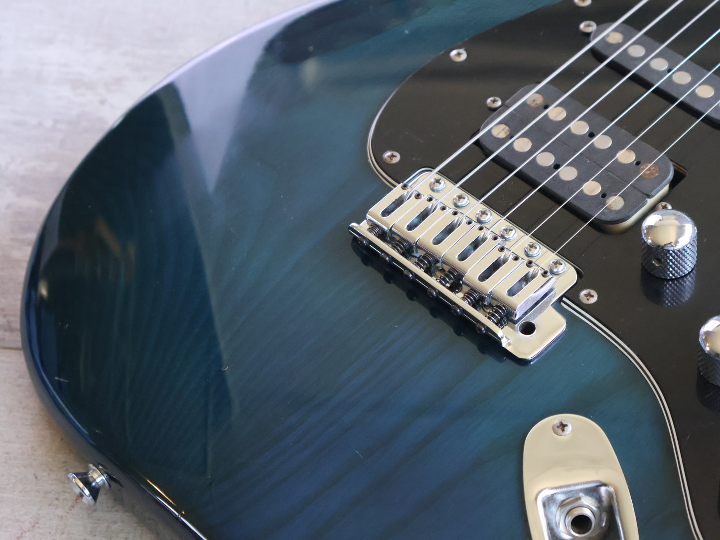 1989 Schecter Japan "East Series" HSS Stratocaster (Transparent Turquoise)