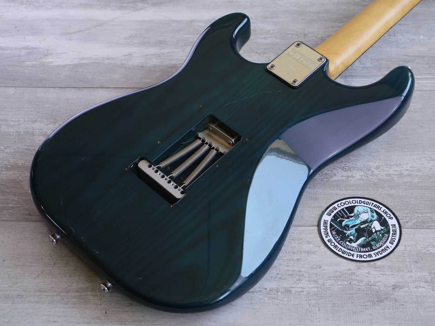 1989 Schecter Japan "East Series" HSS Stratocaster (Transparent Turquoise)