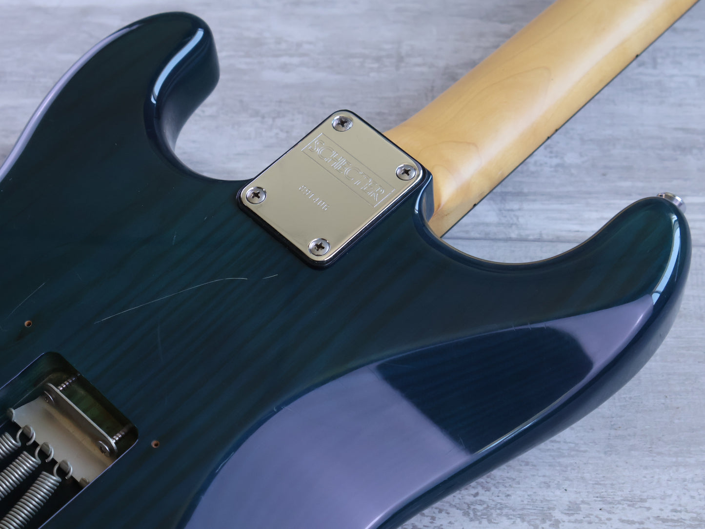 1989 Schecter Japan "East Series" HSS Stratocaster (Transparent Turquoise)