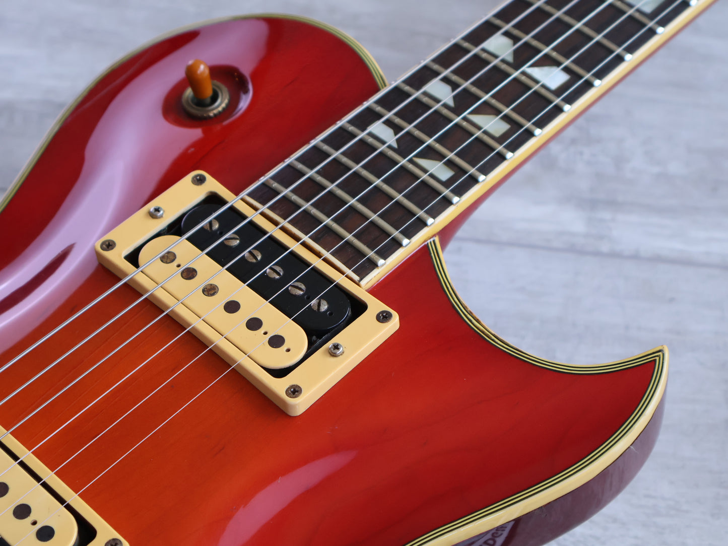 1982 Aria Pro II Japan PE-R100 Single Cutaway (Cherry Sunburst)