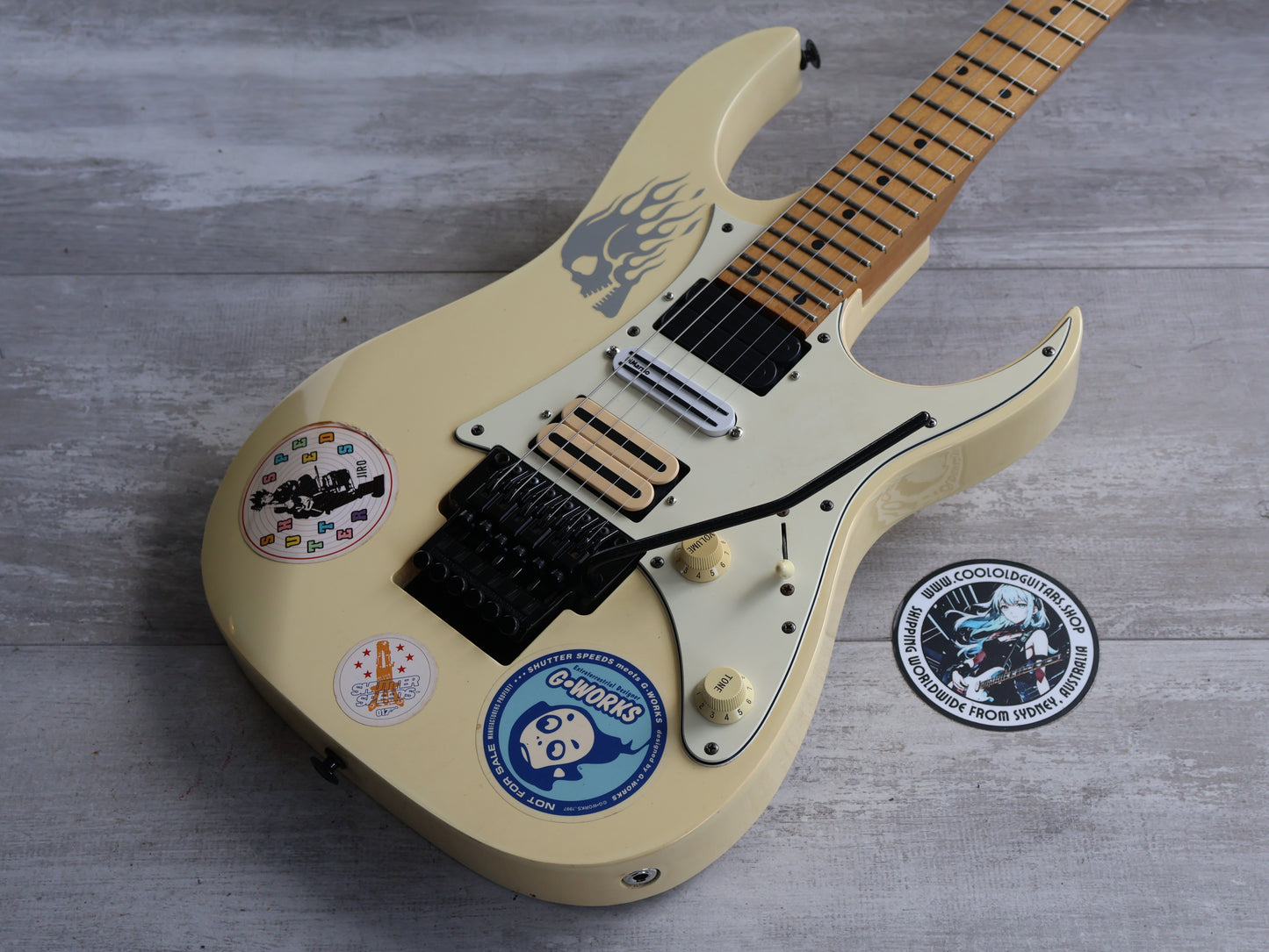 1993 Ibanez Japan RGR-550S HSH Superstrat w/Reverse Headstock (White)