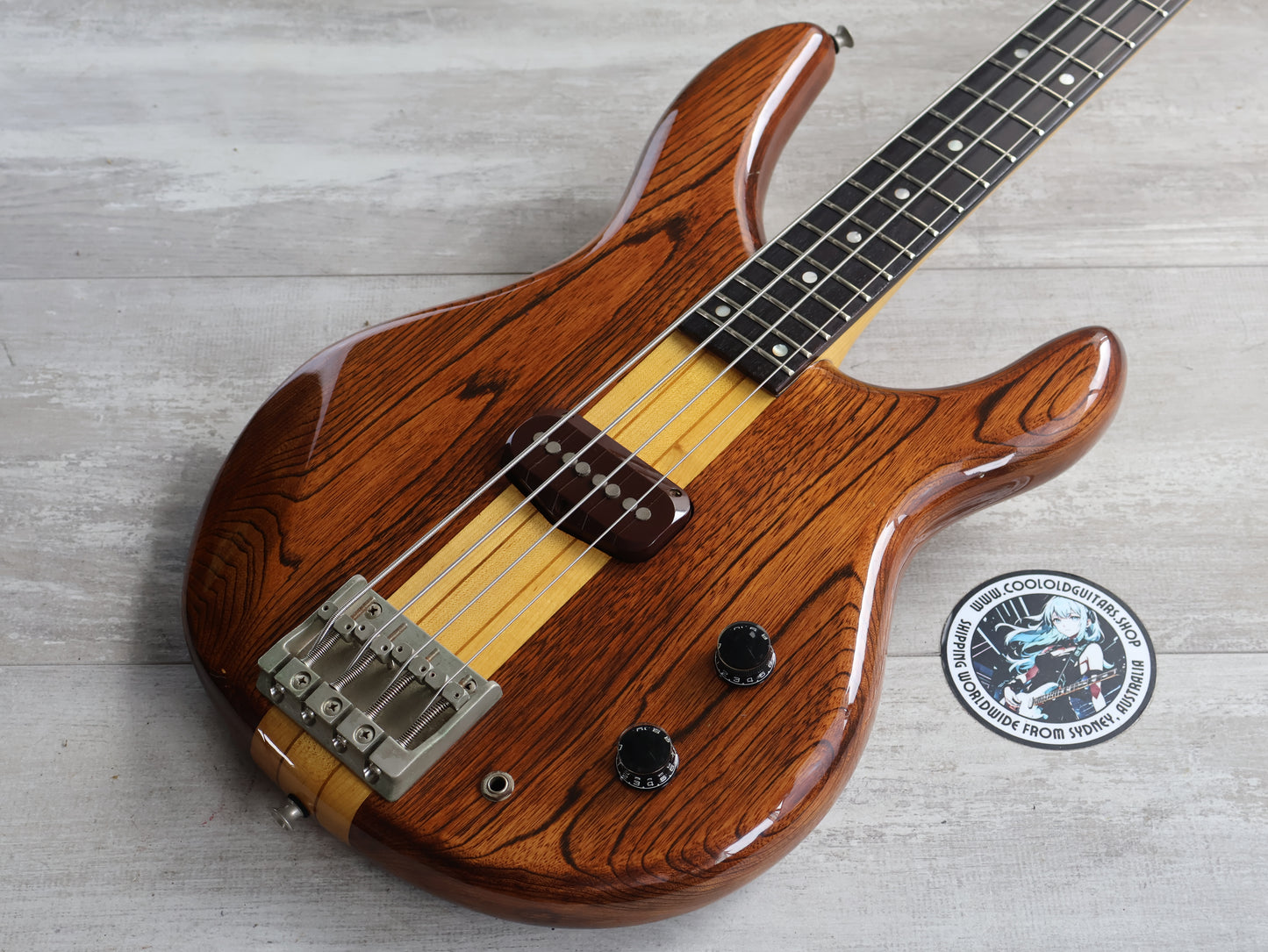 1979 Greco Original GOBII750 Double Cutaway Neckthrough Bass (Stained Brown)