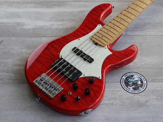 2008 Edwards Japan E-T-170BD 5-String Bass - Tetsuya Signature Model (See Thru Fiesta Red)