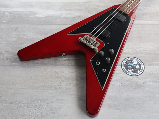 1989 Greco Japan FVB-75 Short Scale Flying V Bass (Cherry Red)