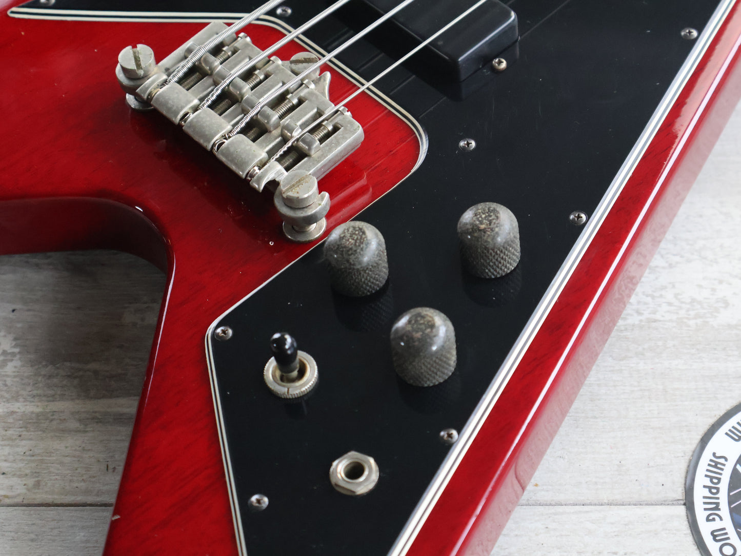 1989 Greco Japan FVB-75 Short Scale Flying V Bass (Cherry Red)