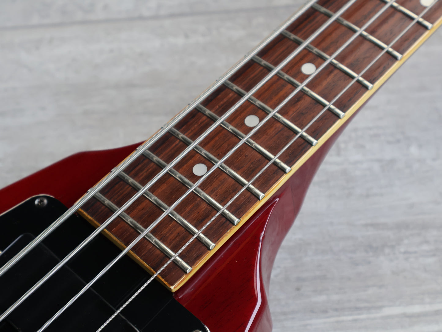 1989 Greco Japan FVB-75 Short Scale Flying V Bass (Cherry Red)