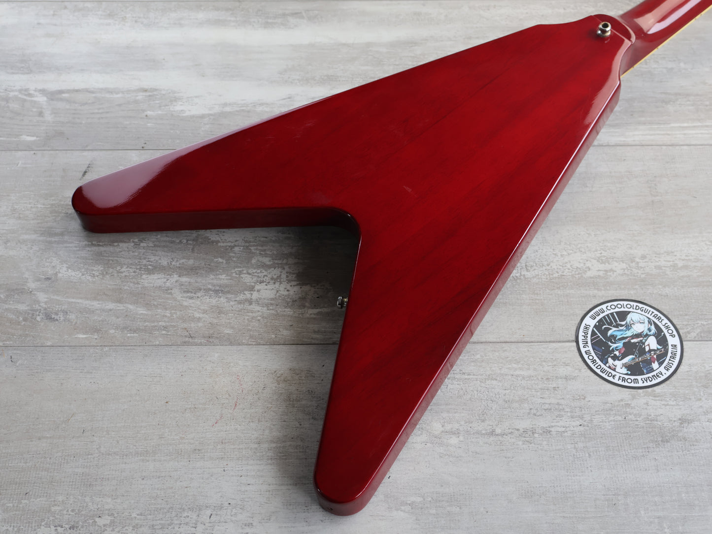 1989 Greco Japan FVB-75 Short Scale Flying V Bass (Cherry Red)