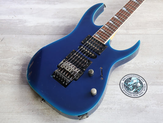 1996 Ibanez Japan RGR470 Reverse Headstock HSH Superstrat (Jewel Blue Burst)