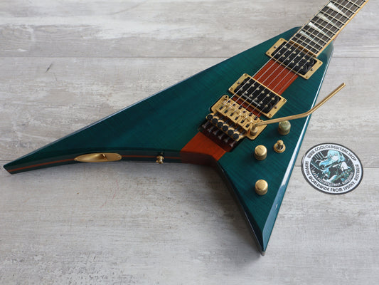 1999 Grover Jackson Japan "Supreme Series" RR.S-350 Neckthrough Rhoads Flying V (Transparent Blue)