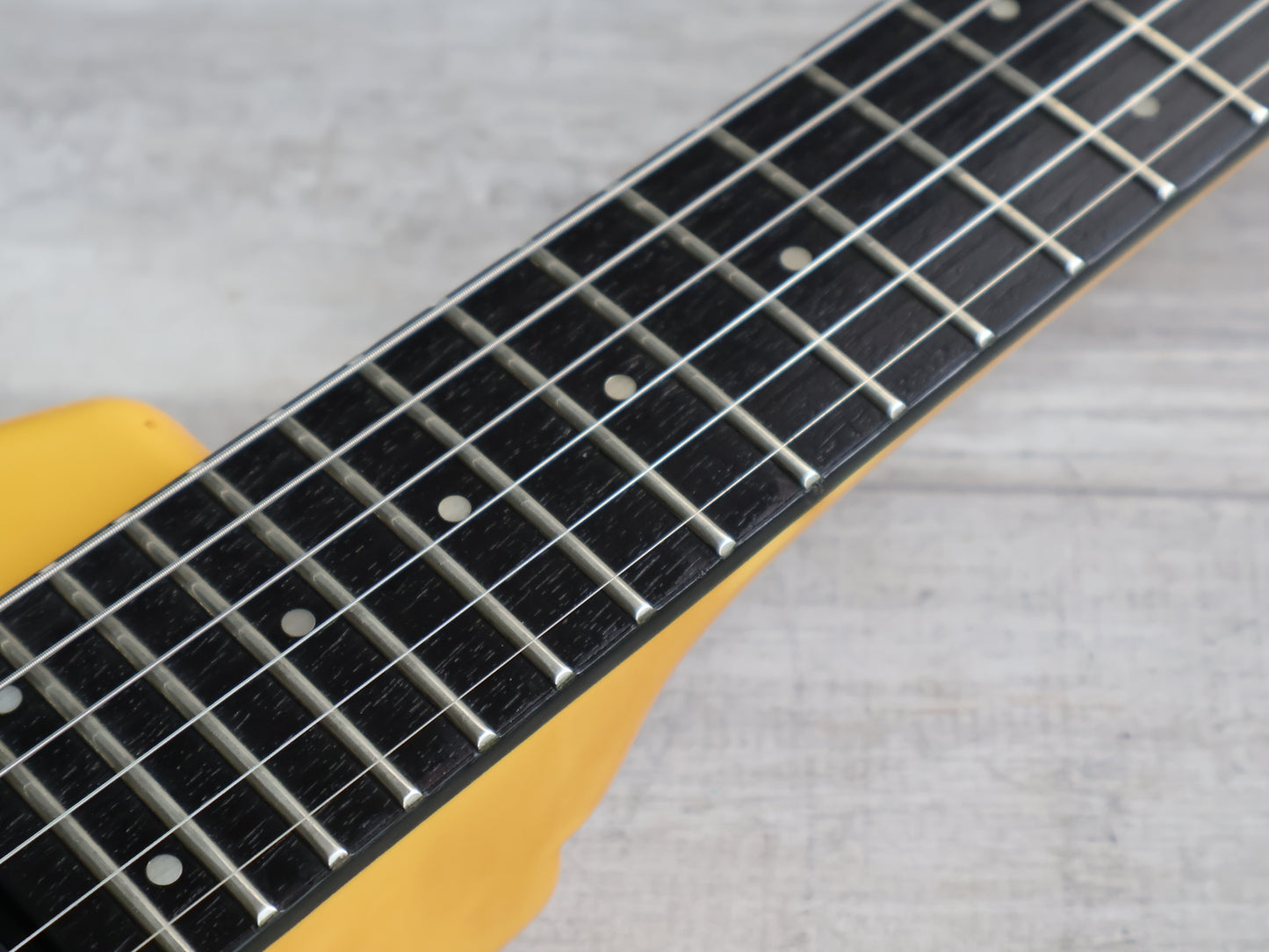 1986 Aria Pro II Japan Interceptor-II Headless Guitar (Yellowed White)