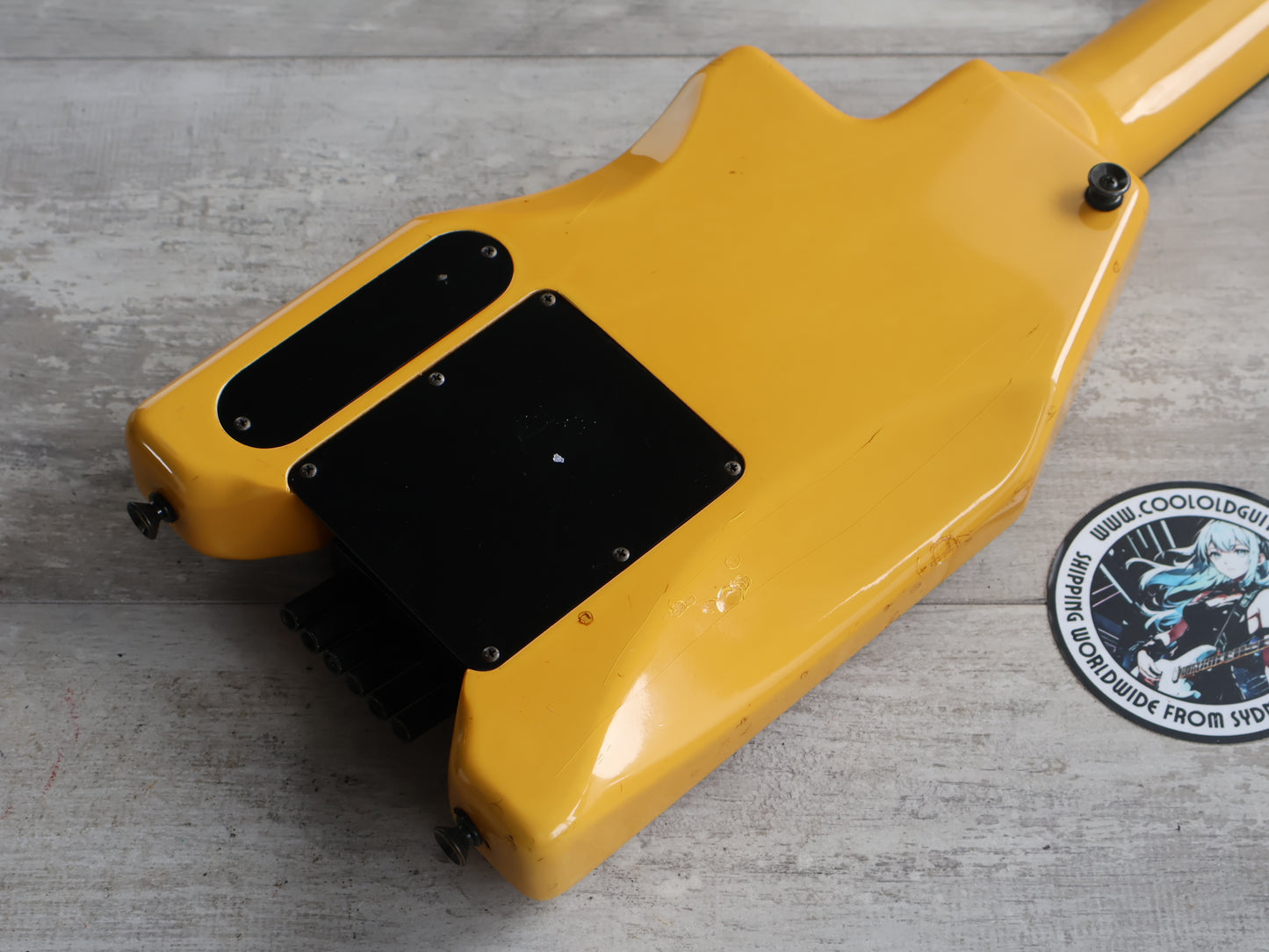 1986 Aria Pro II Japan Interceptor-II Headless Guitar (Yellowed White)