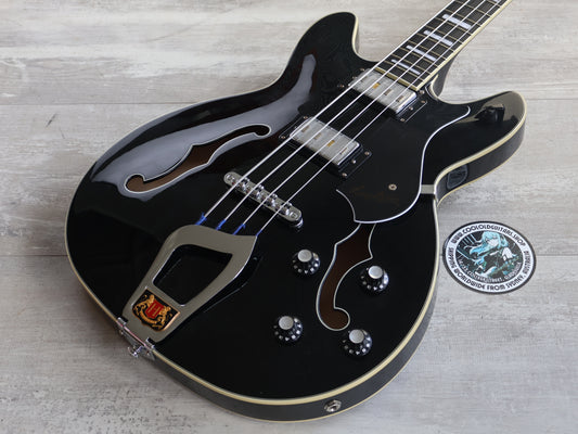 Hagstrom Viking Semi-Hollow Bass Guitar (Black Gloss) w/Hard Case