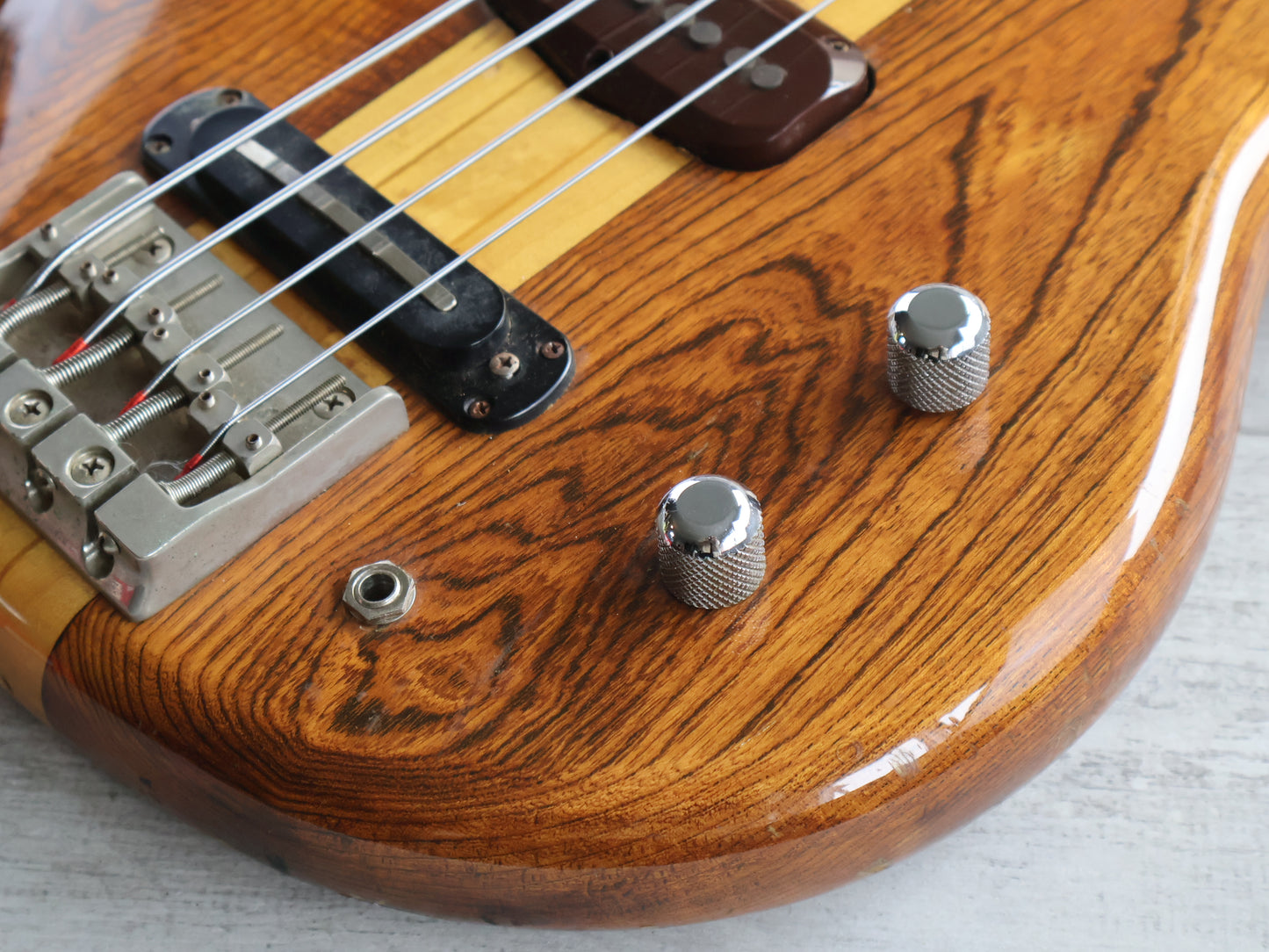 1979 Greco Original GOBII750 Double Cutaway Fretless Neckthrough Bass (Stained Brown)