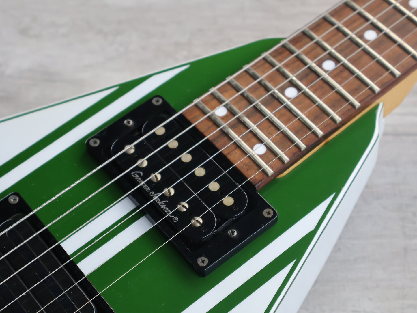 1990’s Grover Jackson Japan Rhoads Flying V Electric Guitar (Refinished Green Racing Stripe)
