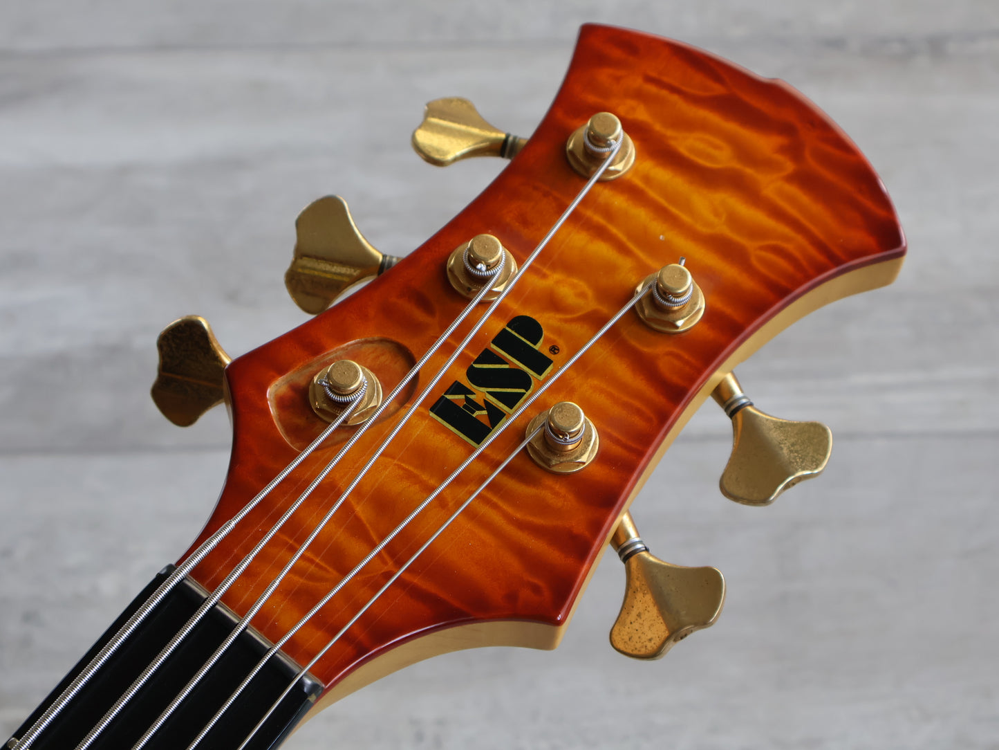 2001 ESP Japan Takada Custom Shop 5-String Bass (Quilted Amber Sunburst)
