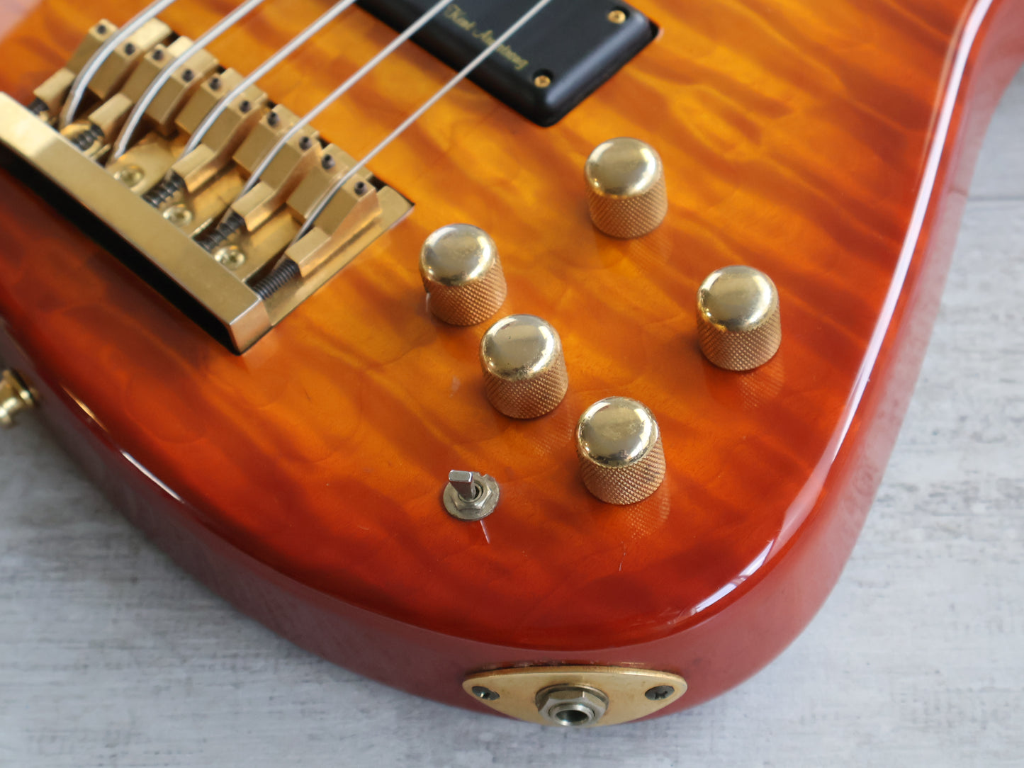 2001 ESP Japan Takada Custom Shop 5-String Bass (Quilted Amber Sunburst)