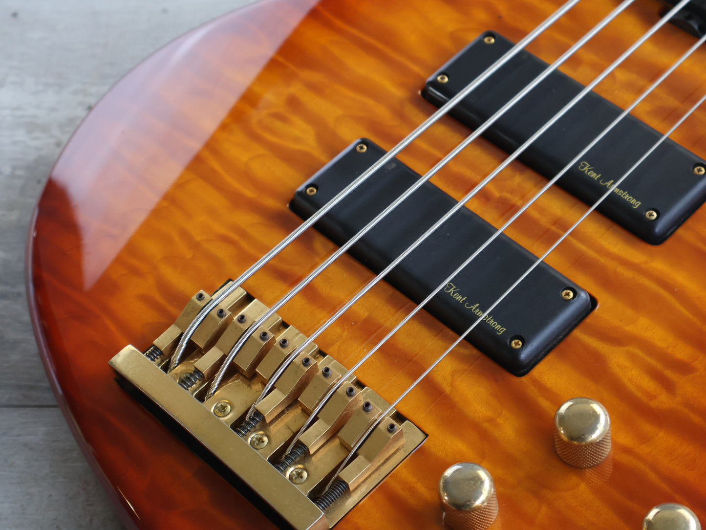 2001 ESP Japan Takada Custom Shop 5-String Bass (Quilted Amber Sunburst)