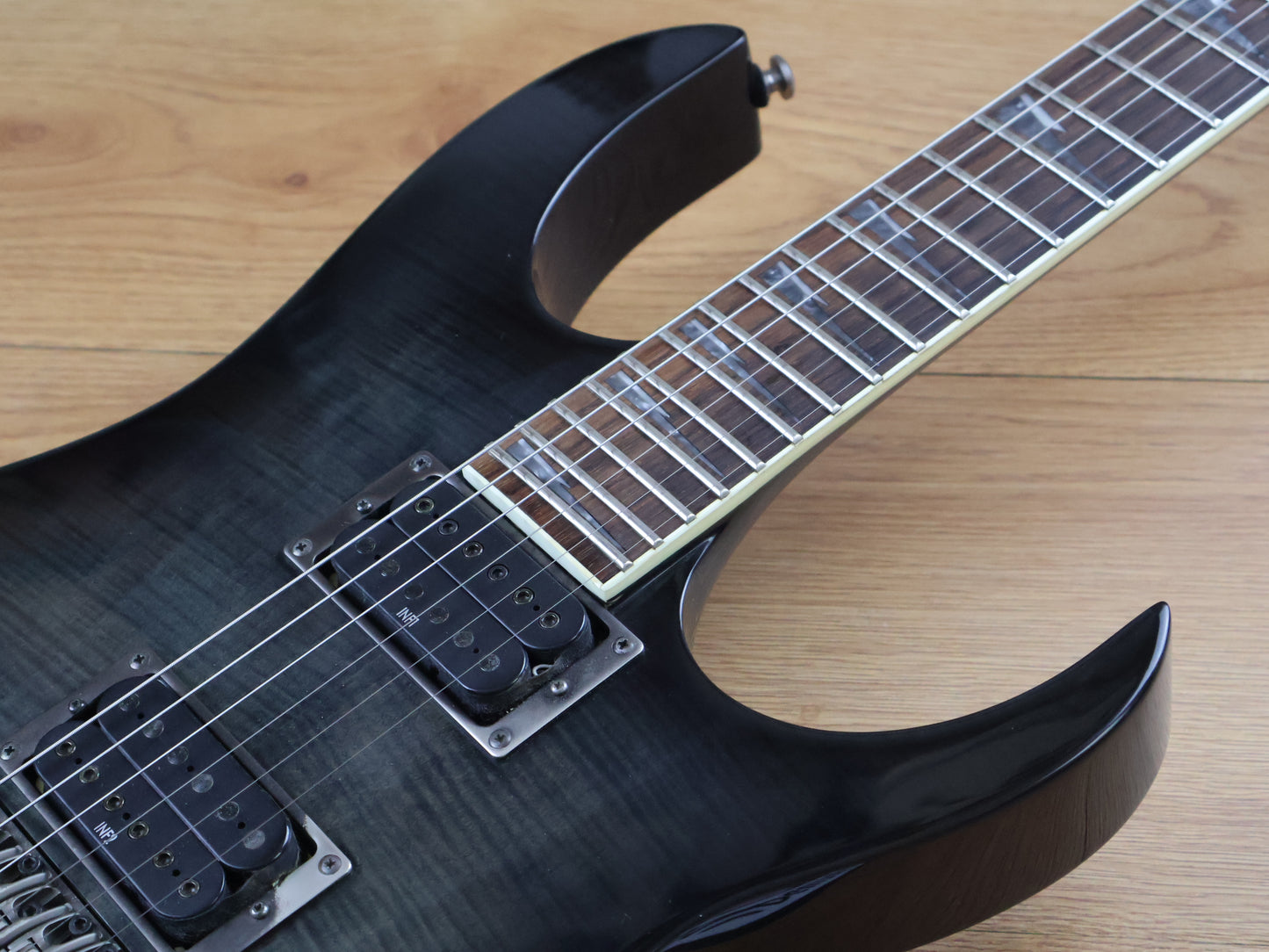 2009 Ibanez RGT42DXFM Neckthrough HH Superstrat (Transparent Gray Burst)