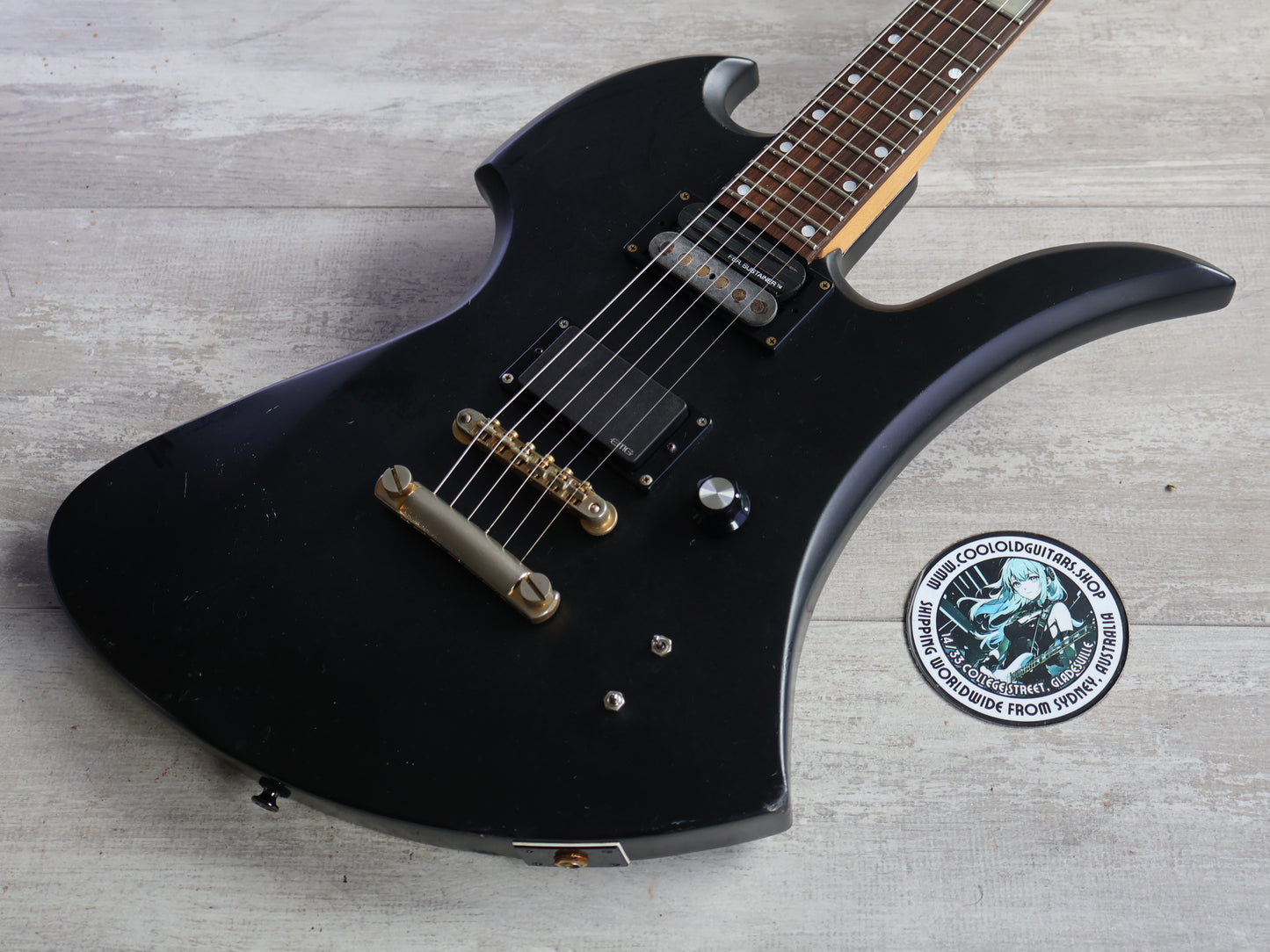 1992 Burny Hide X Japan MG-125S Mockingbird w/Sustainer (Matte Black)