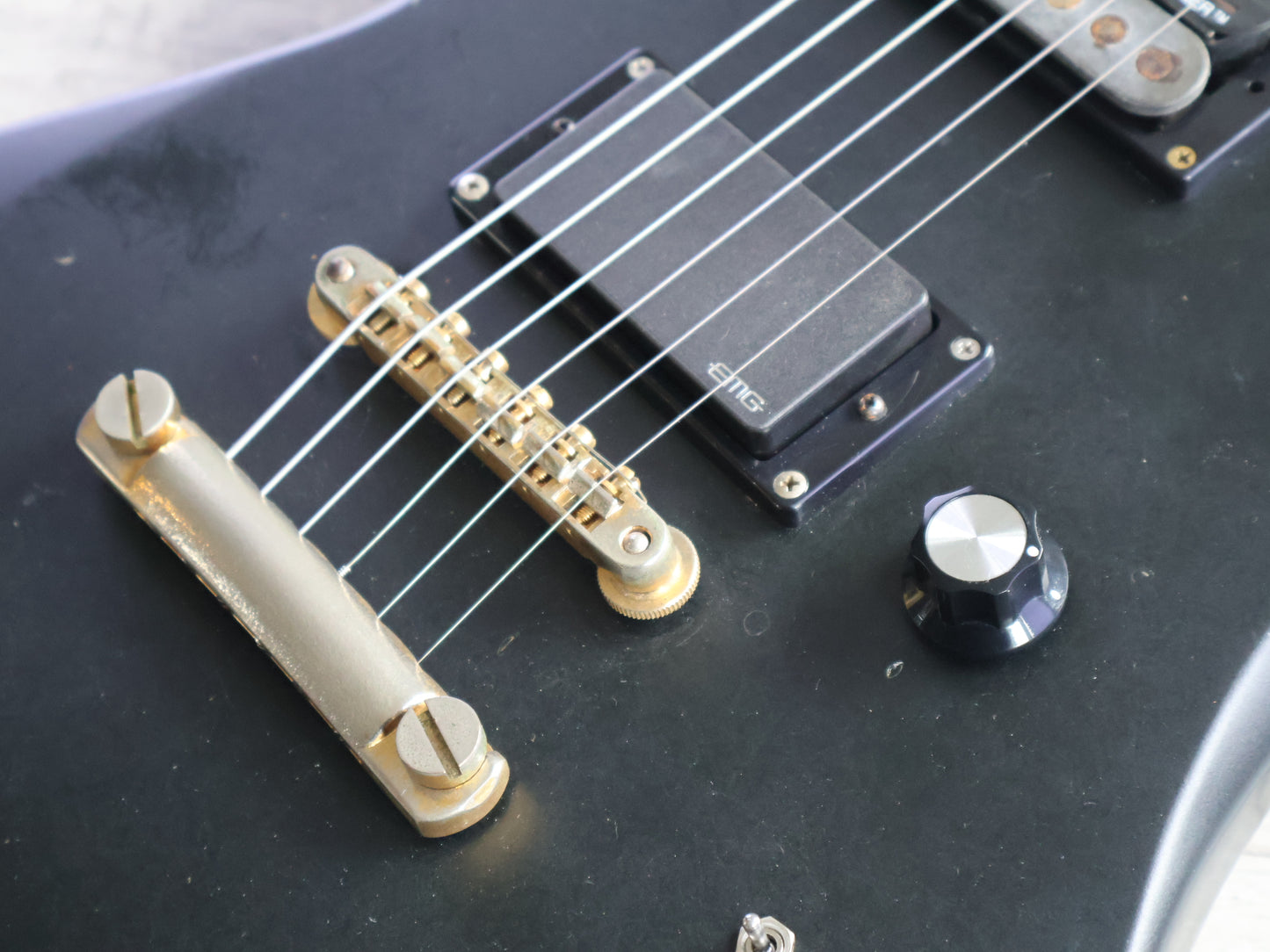 1992 Burny Hide X Japan MG-125S Mockingbird w/Sustainer (Matte Black)