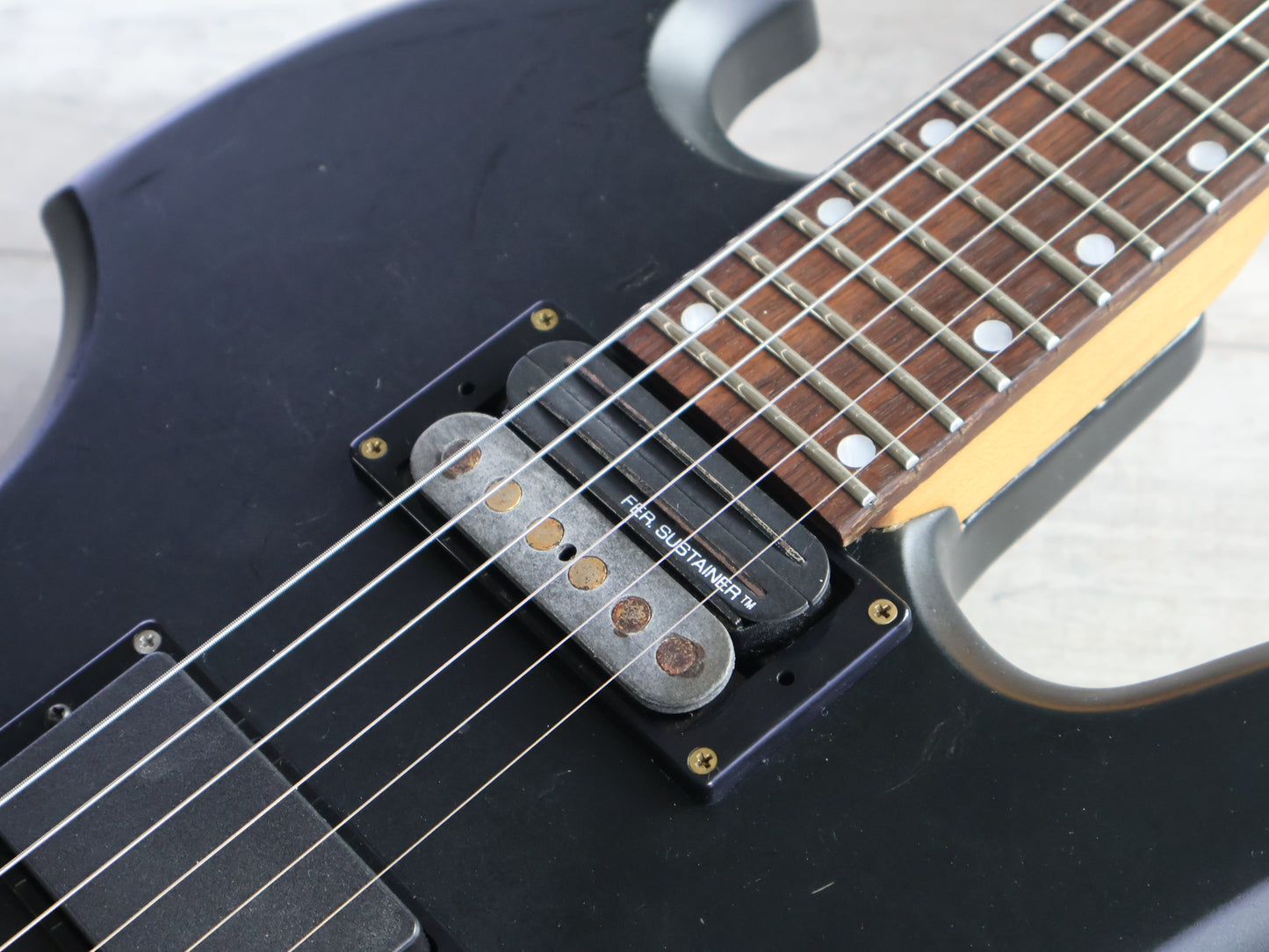 1992 Burny Hide X Japan MG-125S Mockingbird w/Sustainer (Matte Black)