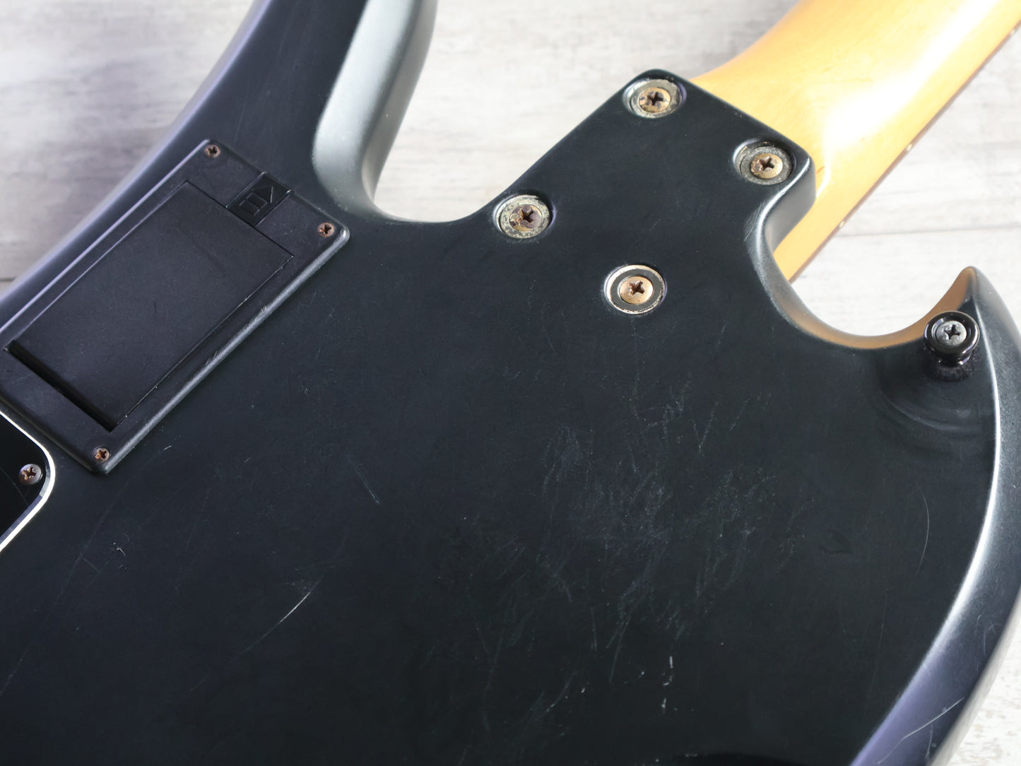 1992 Burny Hide X Japan MG-125S Mockingbird w/Sustainer (Matte Black)