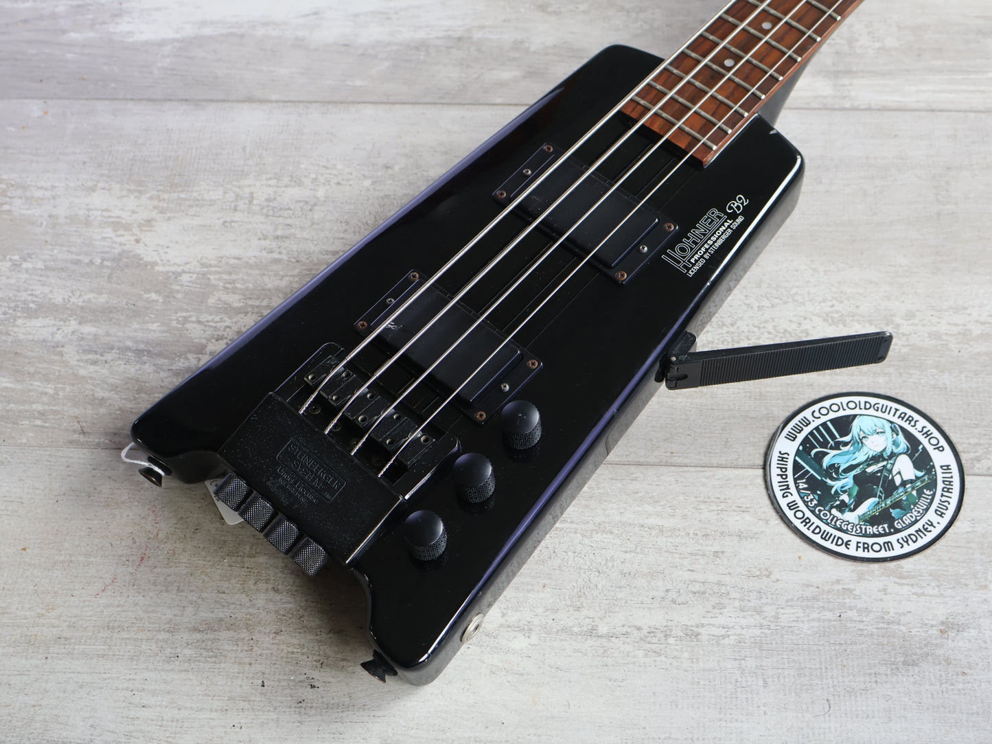 1980's Hohner B2 Headless Paddle Bass Guitar w/Steinberger System (Black)