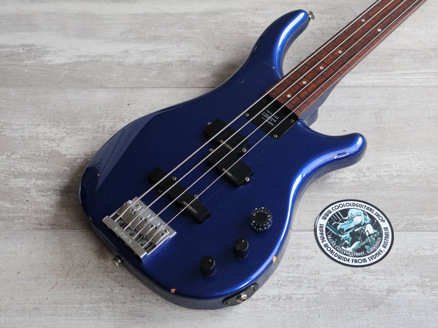 1990's Fernandes Japan FRB-45 Revolver Fretless Bass (Blue)