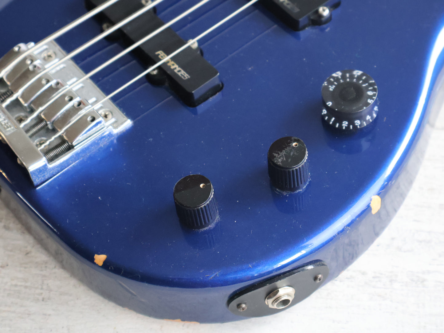 1990's Fernandes Japan FRB-45 Revolver Fretless Bass (Blue)