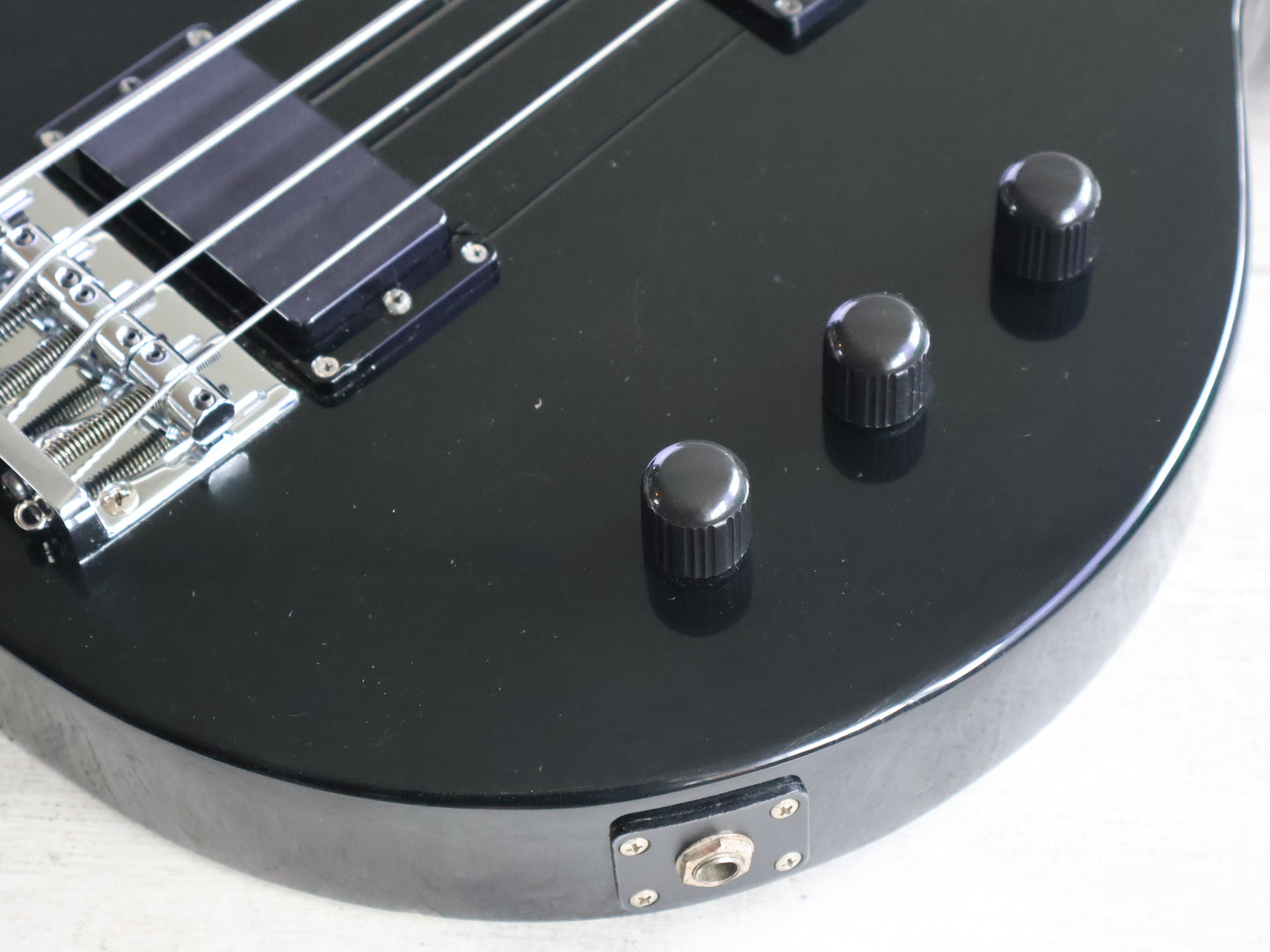 1990 Greco Japan TVB-45 Double Cutaway Medium Scale Les Paul Jr Bass (Black)