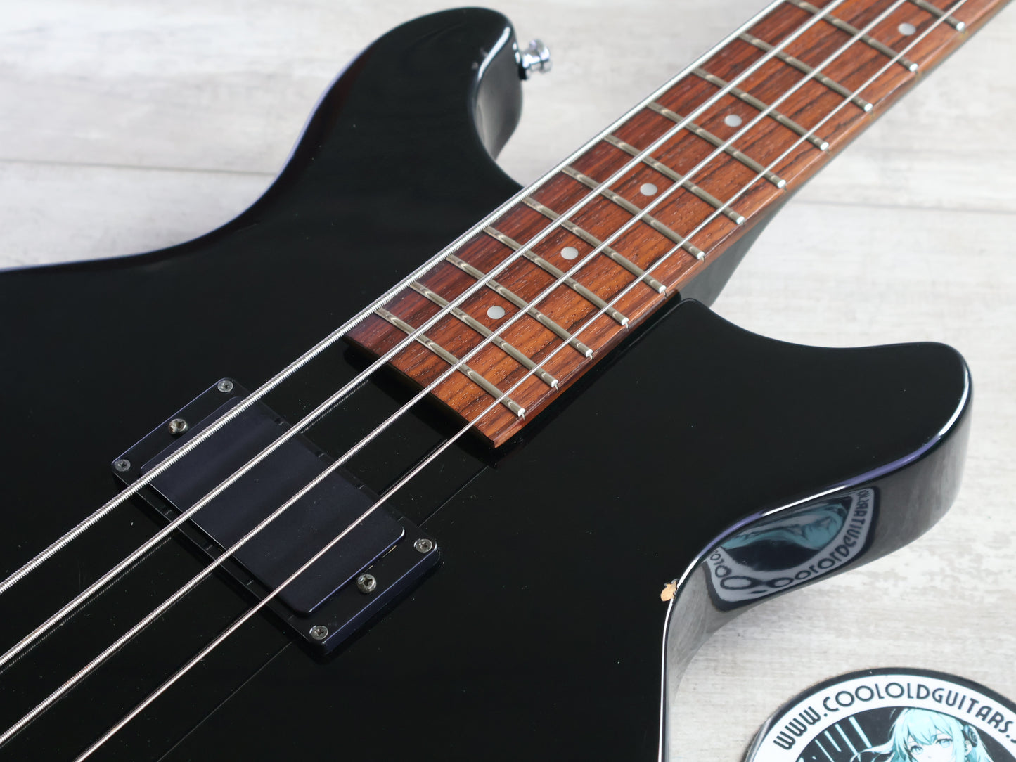 1990 Greco Japan TVB-45 Double Cutaway Medium Scale Les Paul Jr Bass (Black)