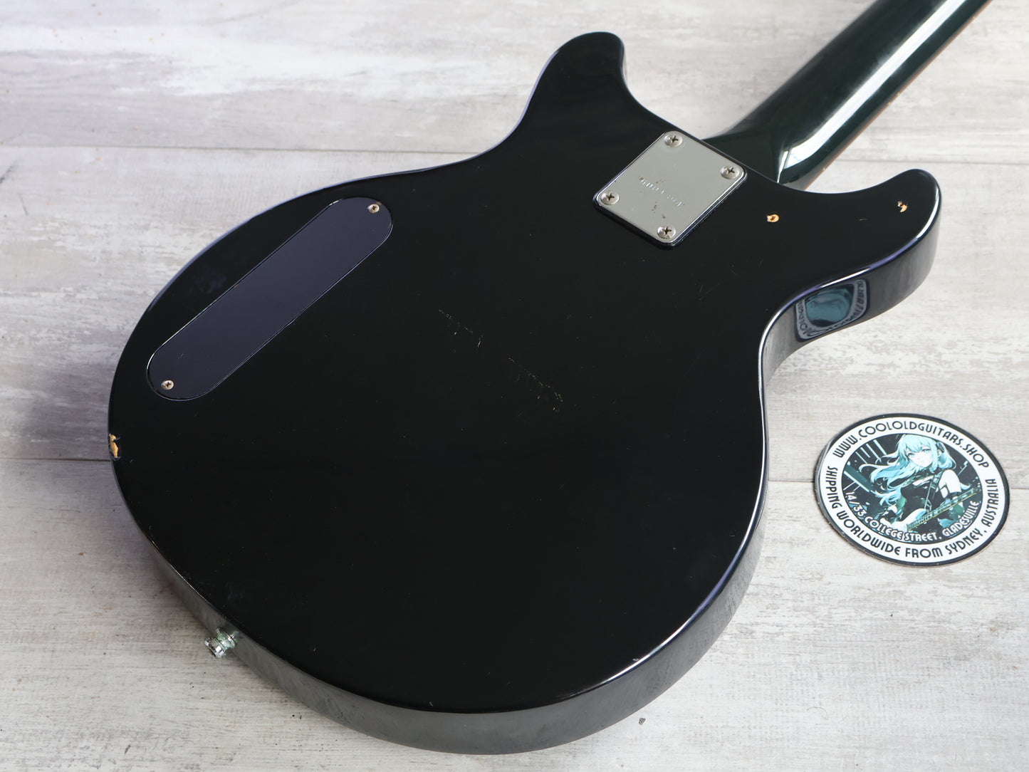 1990 Greco Japan TVB-45 Double Cutaway Medium Scale Les Paul Jr Bass (Black)