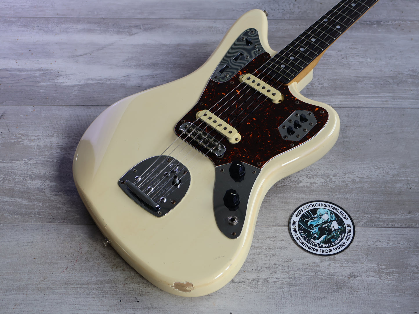 1986 Fender Japan "E Series" JG66-75 '66 Reissue Jaguar (Vintage White)