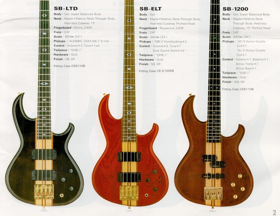1989 Aria Pro II Japan SB-ELT Elite Series Neckthrough Bass (See Through Red)