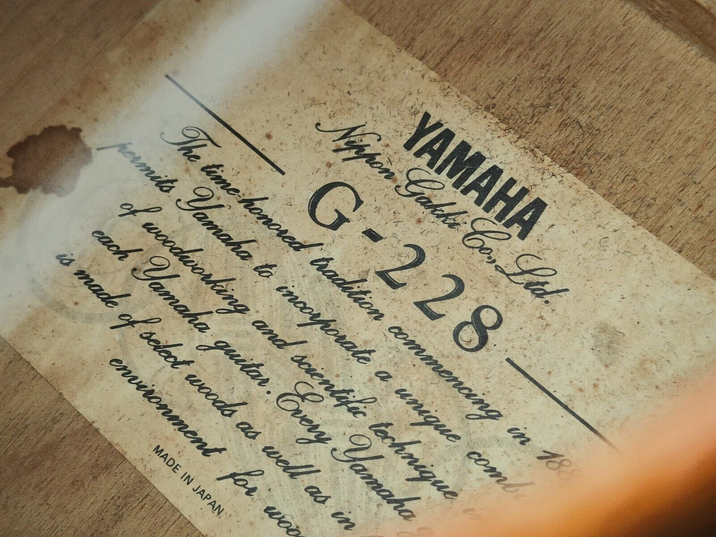 Vintage Yamaha G-228 Classical Nylon String Acoustic Guitar (Solid Top)