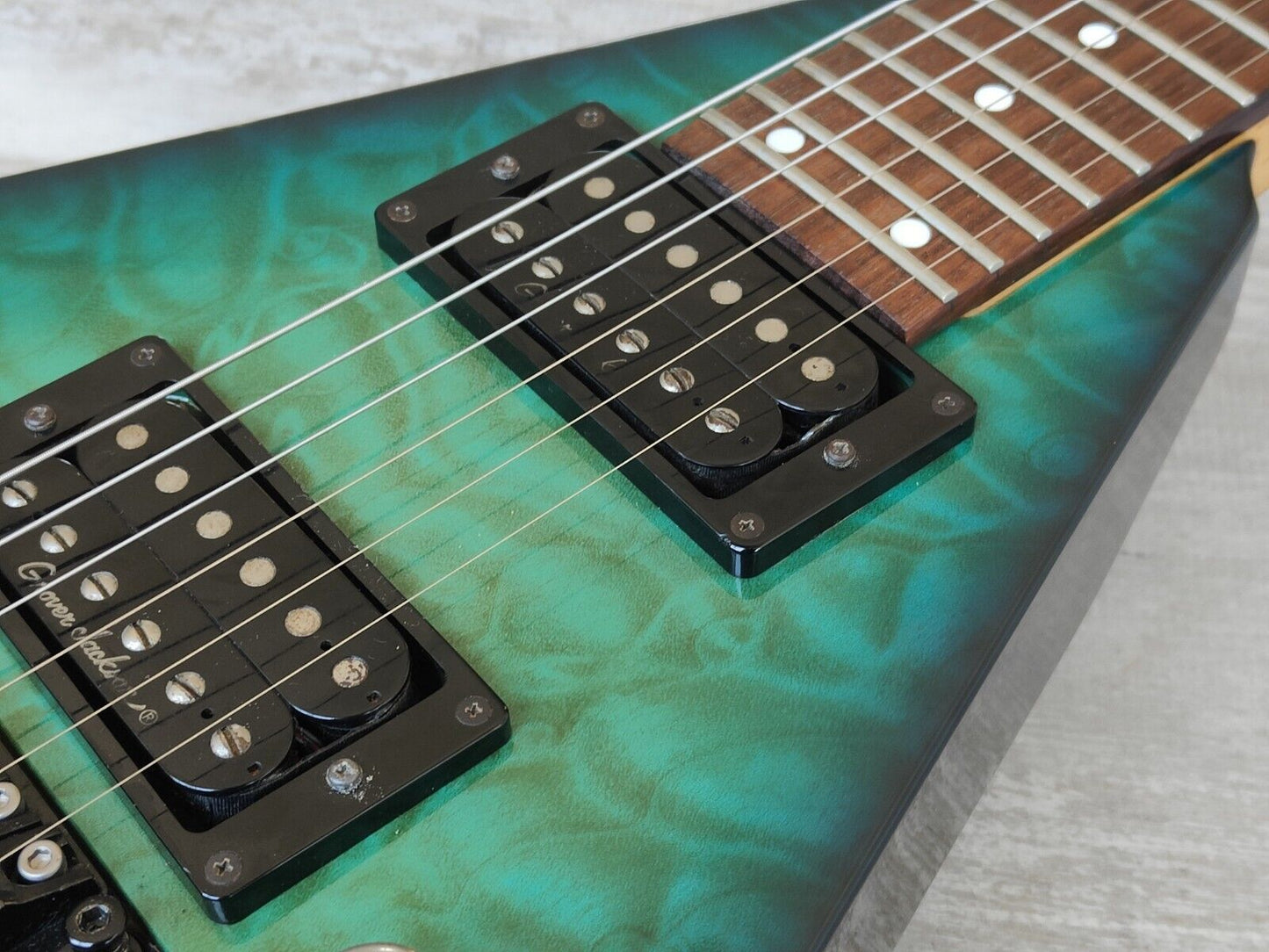 1990’s Grover Jackson Japan Rhoads Flying V Electric Guitar (Quilt Turqoise)