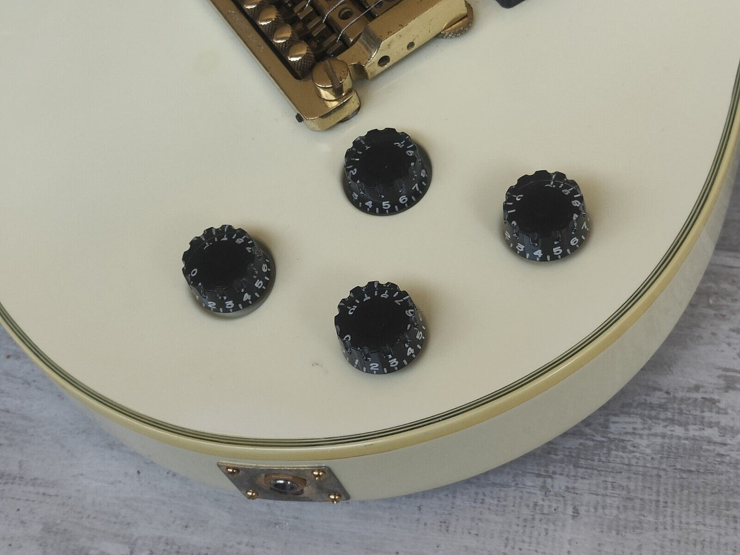 1980's Aria Pro II Japan PE-Deluxe KV Single Cutaway w/Kahler (Ivory)