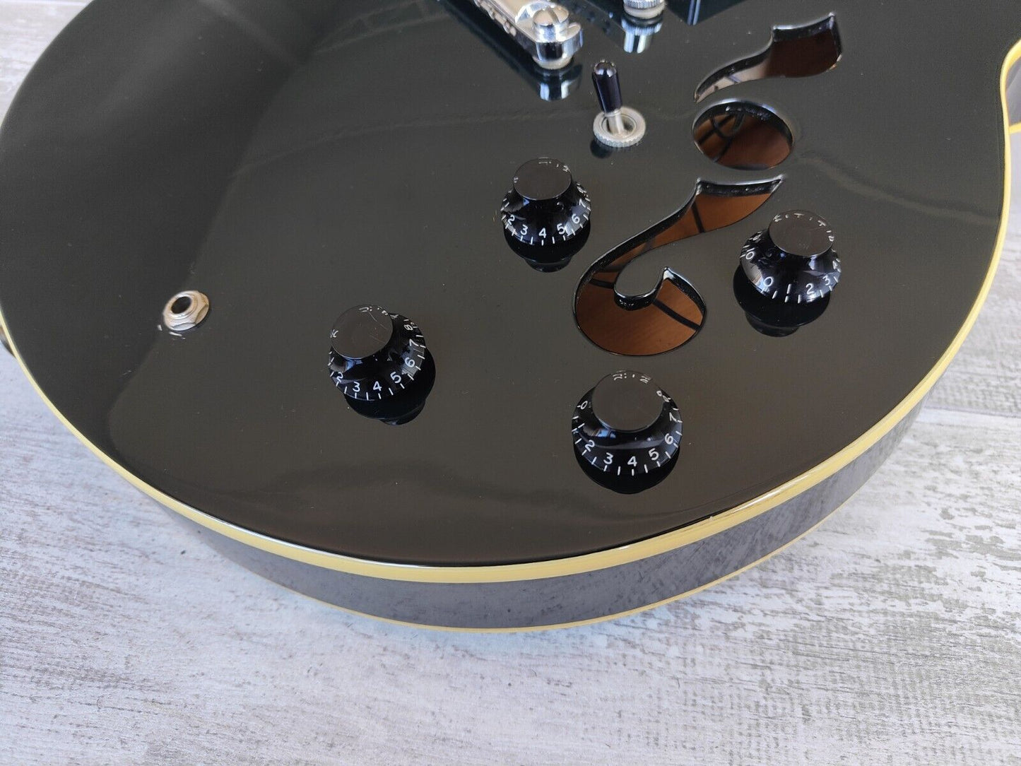 1994 Burny (Fernandes) Japan BSA-120 Semi-Hollowbody Electric Guitar (Black)